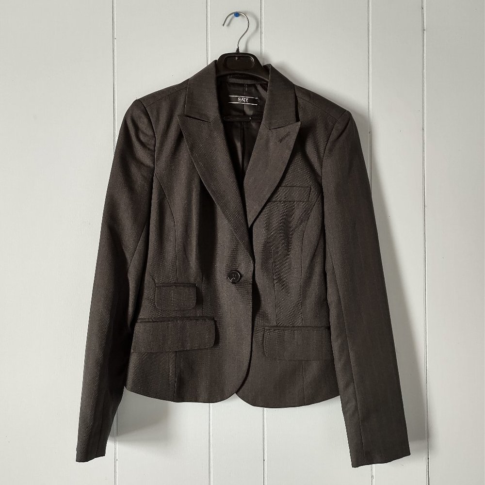 Suzy Shier Grey One Button Blazer